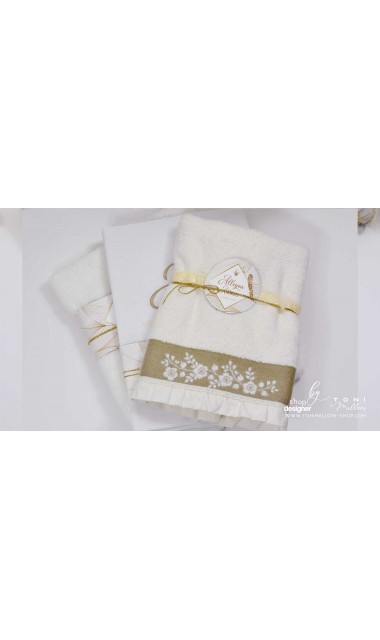Trusou botez alb cu auriu si motive grafice abstracte Artemis 7